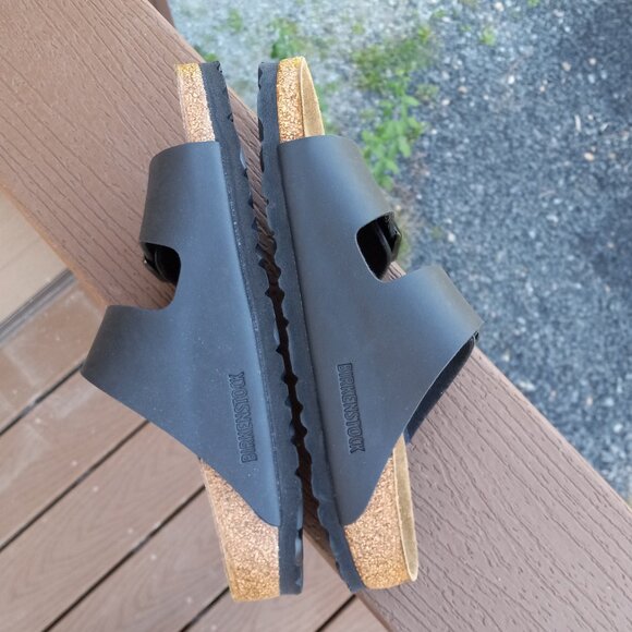 NWOB Birkenstock Arizona Black Birko Flor Black Buckle Sz EU 38 US 7 - 7.5 DEFEC - Picture 4 of 16